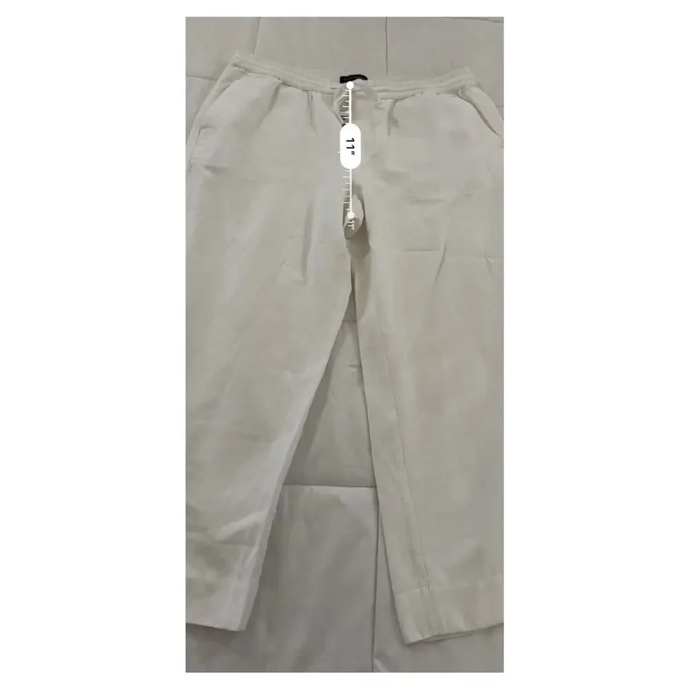 Banana Republic Linen Blend Pants Crisp White Women's Sz Large